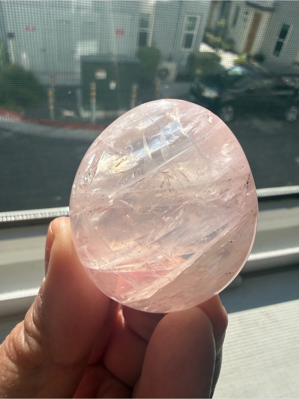 Rose Quartz Palm Stone A Pink Crystal Worry Stone Heart Chakra Reiki 2.3oz 2"